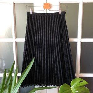 & Other Stories - Black Jacquard Houndstooth Accordion Pleated Midi Skirt